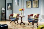 Classic Luxury Wooden Frame And Leather Antique Living Room Leisure Chair