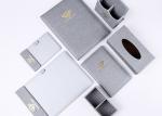Hotel Desk 13*13*13.5cm PU Leather Tissue Box Embroidered Logo