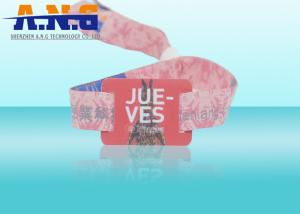 China Full Color Odorless Rfid Woven Bracelets Security Rfid Concert Wristbands factory
