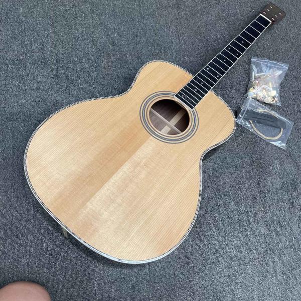 Custom 40 inch OM45 body DIY KIT Acoustic Guitar with Herringbone Binding no