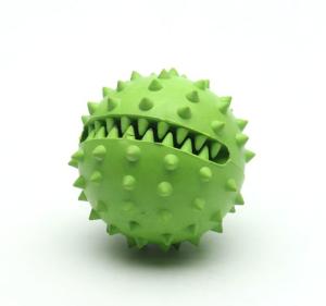 China Green Cleaning 7cm Rubber Dog Ball Pet Dog Treat Chew Toys With No Teeth factory