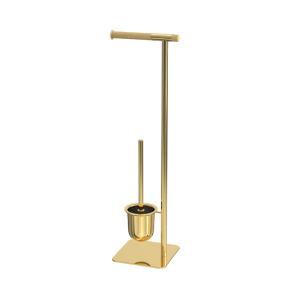 China Professional Bathroom Accessories Modern Design Style Stainless Steel Free Standing Toilet Brush Holder And Paper Holder factory