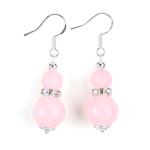Handmade Crystal Stone Earrings Rose Quartz Gemstone Beaded Pendant Earrings