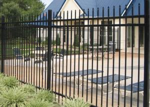 China 1.8m Height Galvanized Steel Fence / Black Ornamental Fence Powder Coating factory