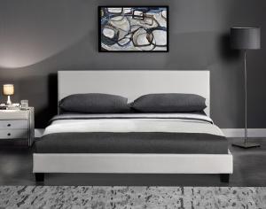 China Modern Designs PU Leather Bed White And Black LED Light For Bedroom factory