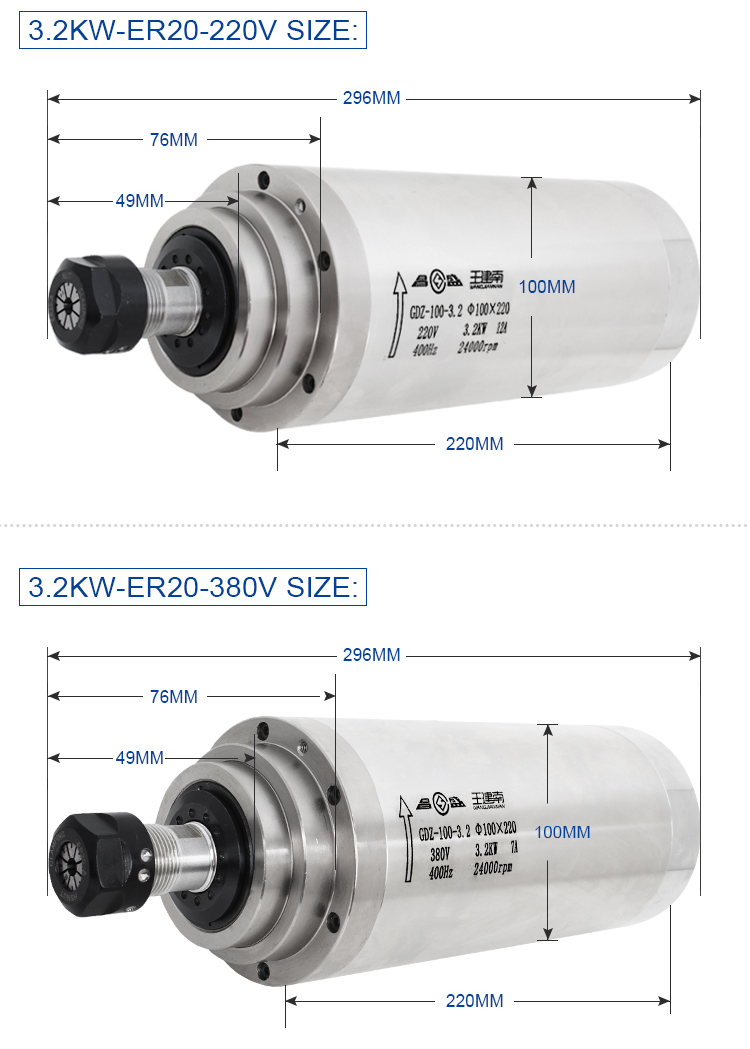24000rpm 400hz Water Cooled Spindle Motor for Woodworking Machine Woodworking Equipment