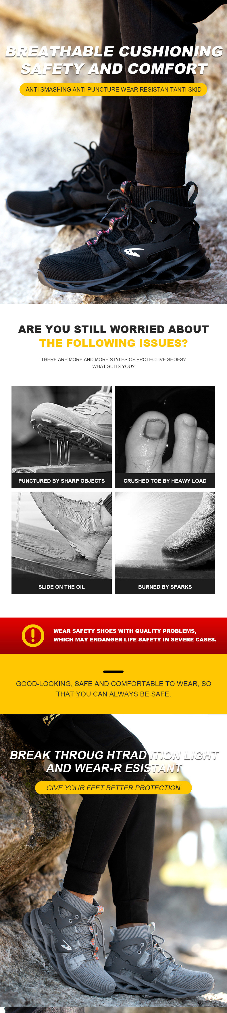 OEM Security Work Boots Flying Weaving Safety Boots Comfortable Safety Shoes For Men And Women