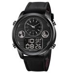 Trend Design Watch Men Clock Wrist Watch Leather Two Time Zone Watches for Men