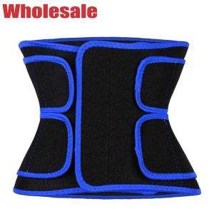 China Blue Neoprene 2 Band Waist Trimmer Belt Workout Waist Sweat Band factory