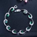 Lovely Women Four Round Bracelet Red CZ Stone Bracelet Setting Crystal Fashion