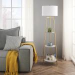 E27 Wood Fabric Column Floor Lamp Indoor Living Room Decoration Modern