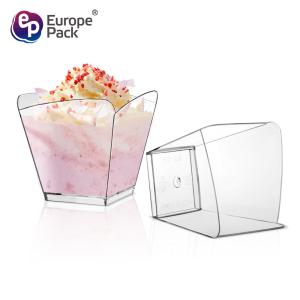 China Wholesale mini disposable pudding jelly ps tasting cup plastic mousse square plastic ice cream cup factory