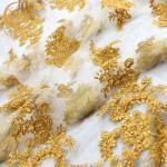 MDX Golden Sequin Net Embroidery Lace 135cm Width For Textile