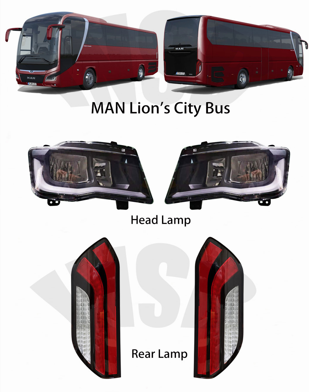 MAN Lions City Bus Rear lamp Tail lamp MAN BUS head lamp
