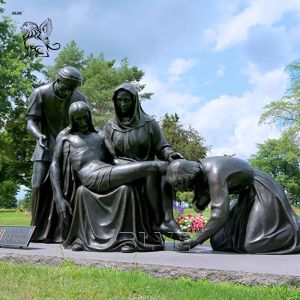 Bronze Jesus Crucifix Statue 14 Stations of the Cross Sculpture Metal Religious