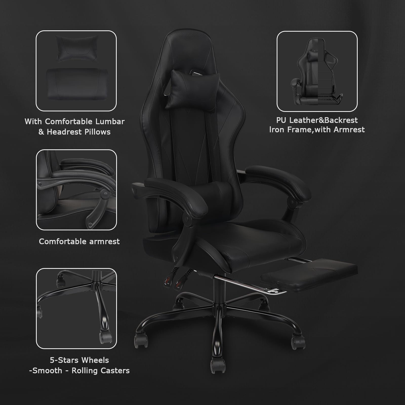 Upgrade Your Gaming Setup with ALINUNU High Back Gaming Chair 360 Swivel and Footrest