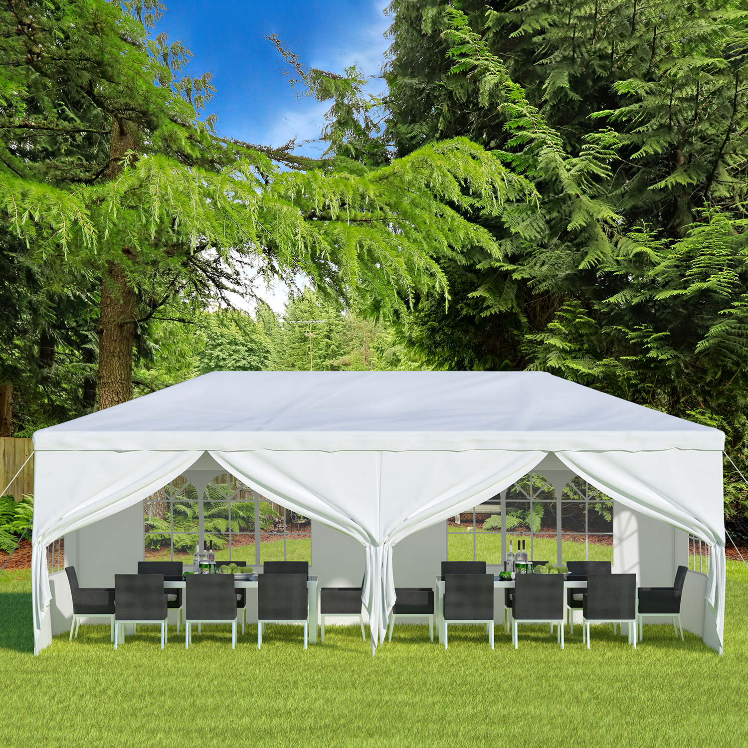 Powder Coated AJUNION 10' x 20' Outdoor Tent Canopy Gazebo Pavilion for Wedding Party