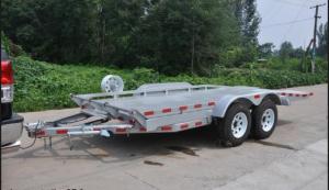 China Double Axles 20x6 Flatbed Tandem Car Carrier Trailer , Car Transporter Trailer factory