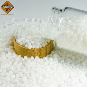 China Poseidon G3018 White 100% Solid Polyolefin Hot Melt Glue Granule – Halogen-Free Flame-Retardant for Flat Pleated Paper  on sale