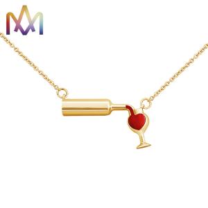China Hypoallergenic Wine Bottle Cup Pendant Womens Engraved Necklace factory