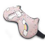 Cat design 100% silk eye mask custom embroidery LOGO printing OEM accepted for