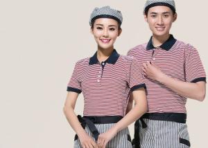 China Combed Cotton Restaurant Uniforms Polo Shirts Contrast Color For Men And Women factory