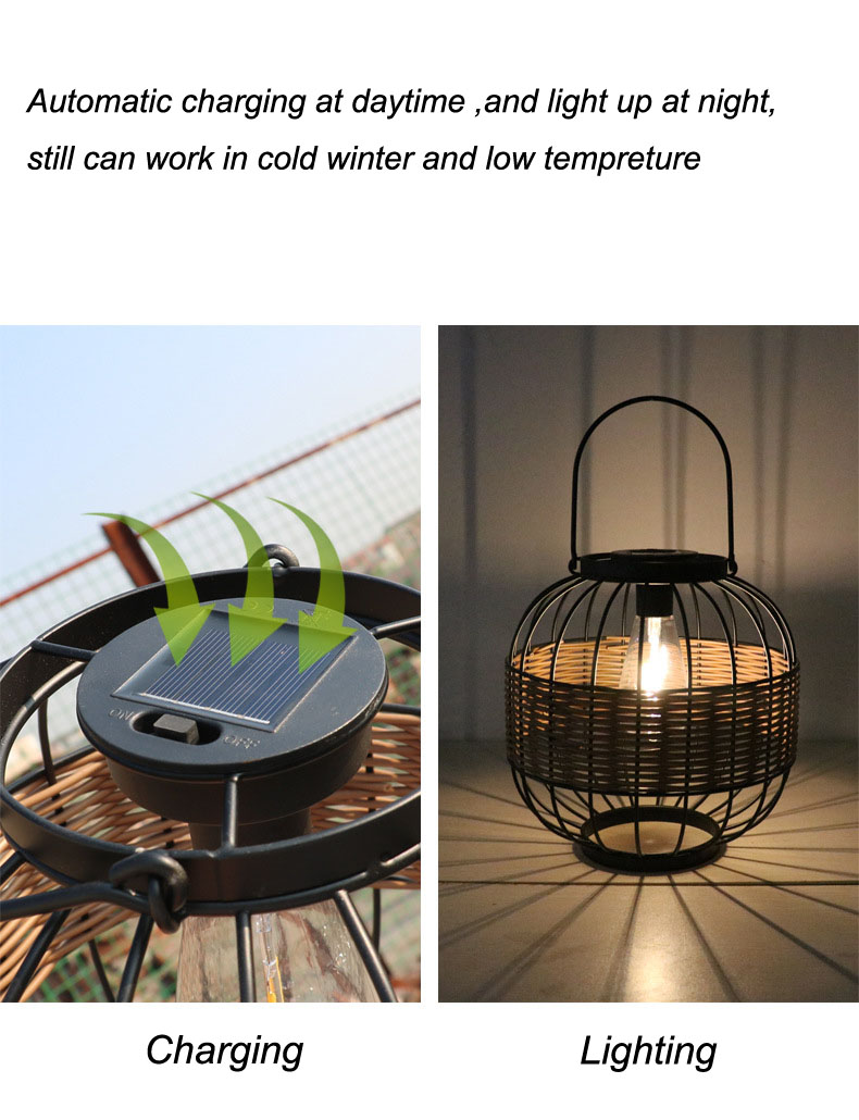 Waterproof Rattan Garden Lanterns , Outdoor Rattan Solar Lights For Balcony Decoration