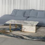 Living Room Stainless Steel Rectangle Central coffee Table With Bright Gold