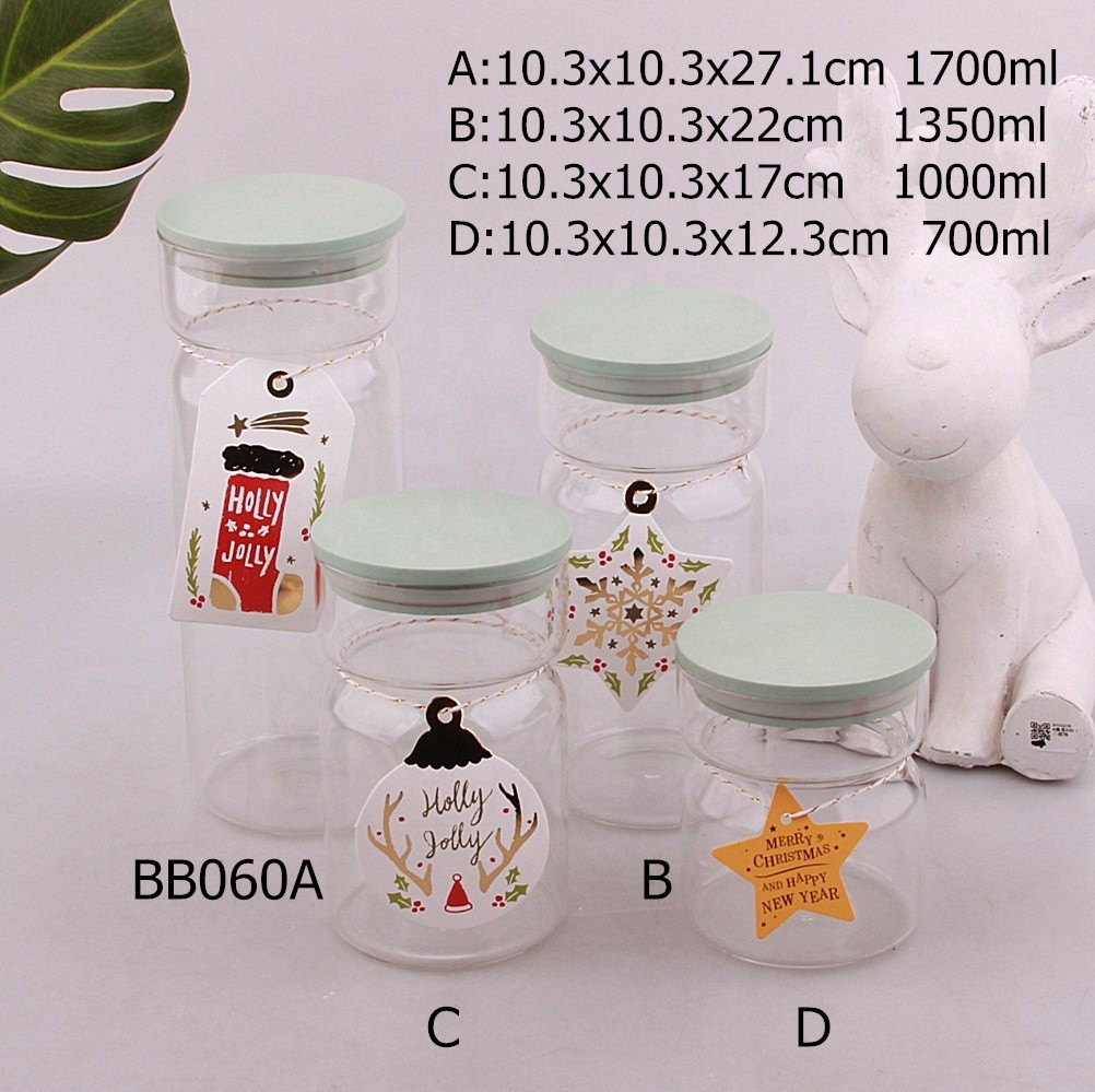 1L 1.35L 1.6L Large Clear High Borosilicate Glass Jar Bamboo Lid Washable Reusable