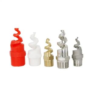 China Cleaning Equipment Parts 1/4 3/4 Metal Dust Control Spiral Nozzle PTFE 316SS Brass Pigtail Spiral Nozzles factory