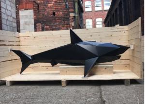 China Life Size Abstract Metal Garden Sculptures / Metal Shark Sculpture In Stainless Steel factory