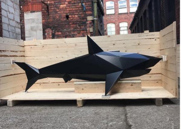 Life Size Abstract Metal Garden Sculptures / Metal Shark Sculpture In Stainless