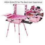 Pink Color Cosmetic Beauty Case , Professional Makeup Cases On Wheels