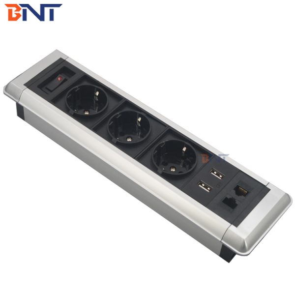 4 port under desk mounted power board socket with usb charging & data