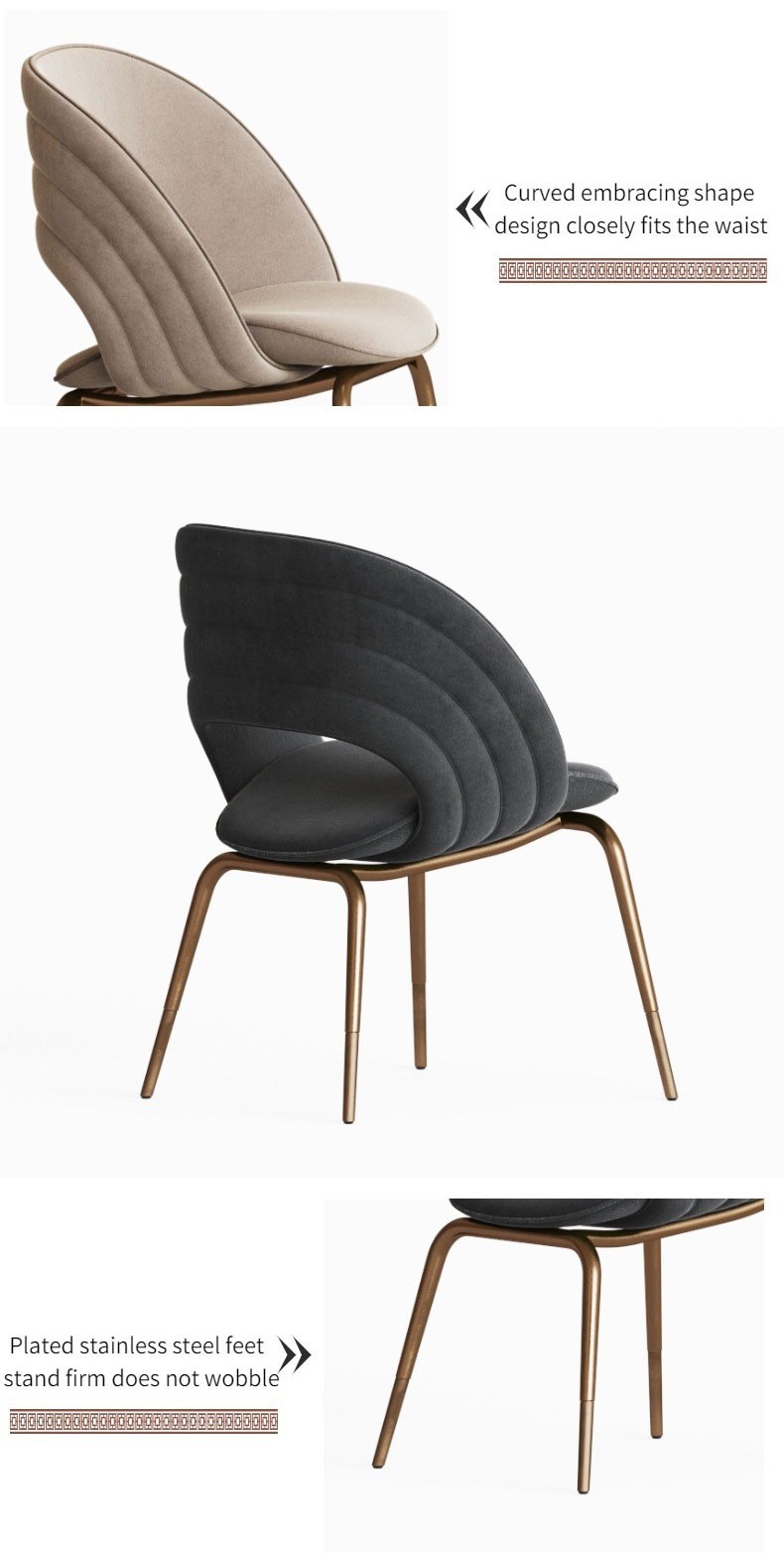 Modern Luxury Deluxe Gold Metal Fabric Single Chair Hotel Banquet Restaurant