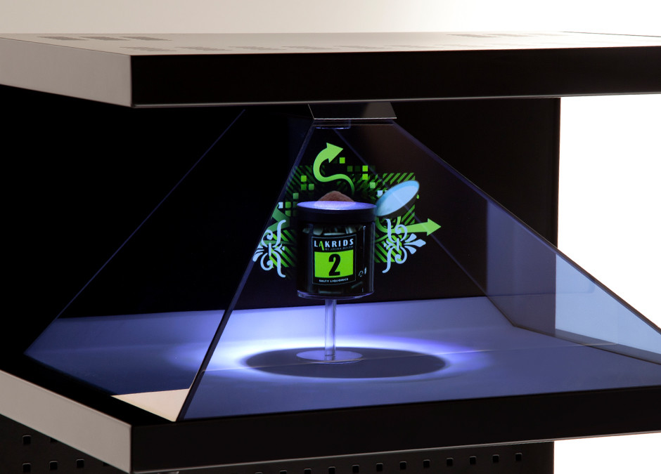 19” 4 Sides View 3D Hologram Box for POS , Holographic Advertising Display