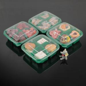 China Green Square Pastry Tray Disposable Plastic Dessert Containers factory