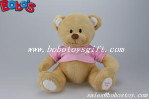 China 11&quot; Super Cute Plush Brown Baby Bear Toy With Pink T-Shirt factory