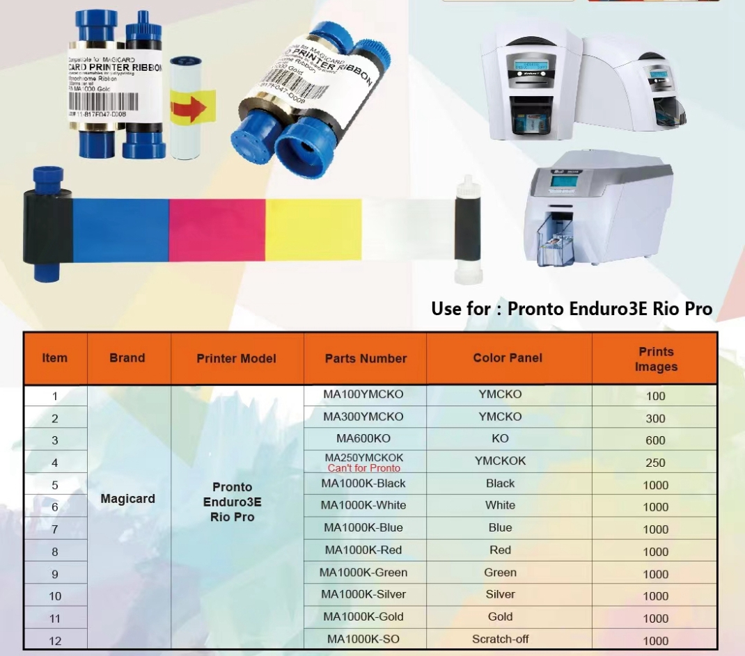 Pronto card printers Compatible MA1000K-Silver Ribbon for Magicard Enduro printer