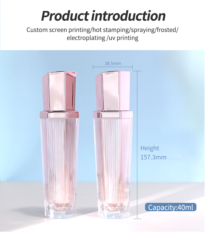 Plastic Acrylic Bottles Cosmetic Packaging Containers 40ml UV Printing for Packaging