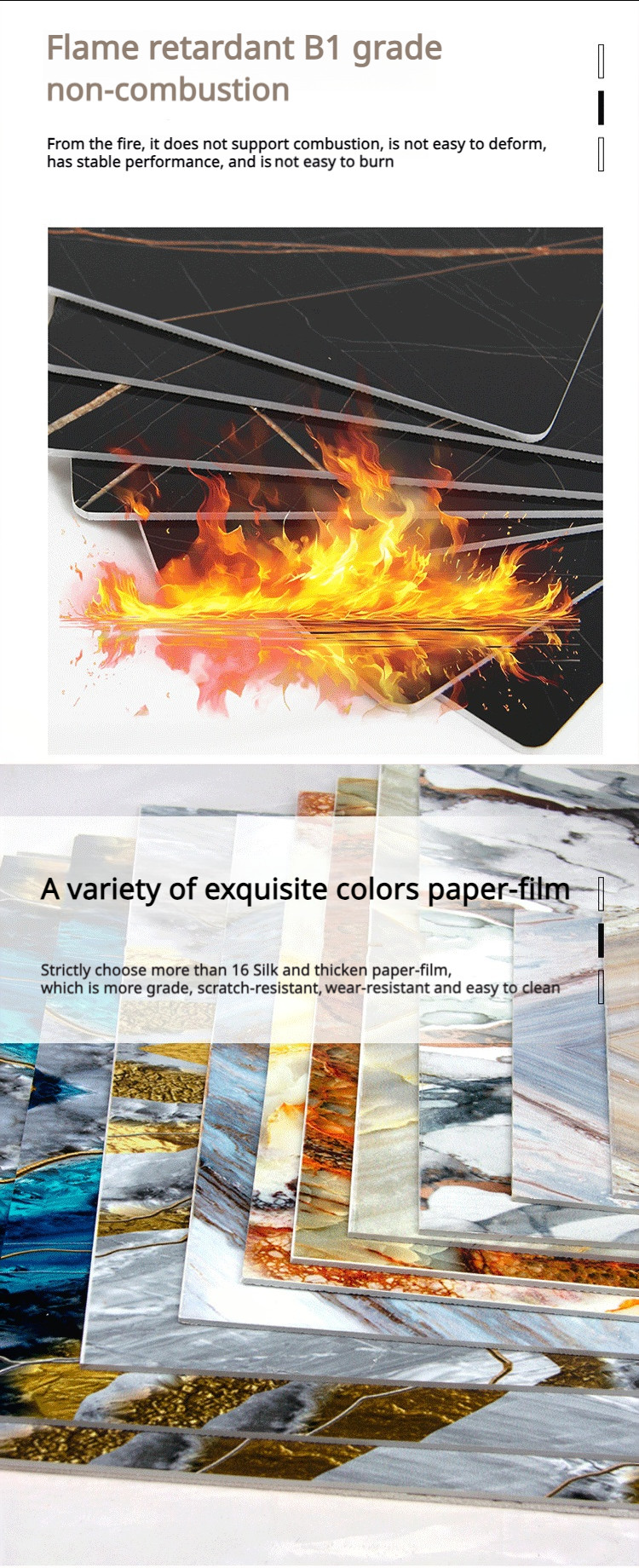 1220*2440mm Pvc Uv Marble Sheet Board Lightweight 3mm Or 4mm Thickness