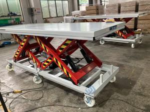 China Heavy Duty Electric Mobile Scissor Lift Table With Wheels 4000kg Wireless Remote Control factory