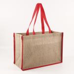Eco 100% Reusable Shopping Storage Red Handle Jute Tote Bags