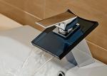 Brass LED Color Change Sensor Bath Sink Mixer Glass Waterfall Spout ROVATE