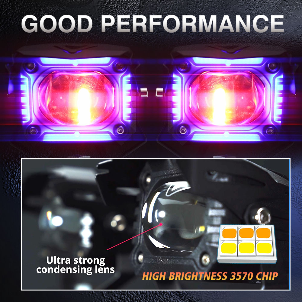 Motorcycle Lighting Systems Blue DRL Dual Color White Yellow Light with Red Evil YAYE