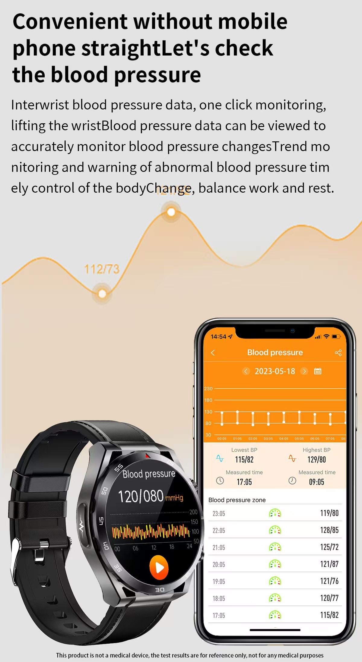 Health Smart Watch ET450 Blood Press Blood Oxygen ECG+PPG Body Temperature Smart Watch