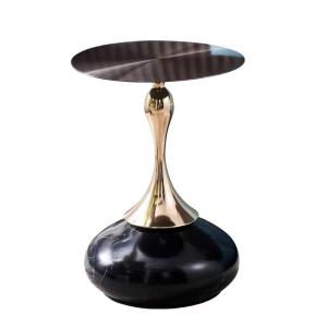 China Golden Stainless Steel Hotel Furniture Table With Lovely Round Base Rock Plate factory