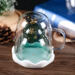 Christmas Tree Double Wall Glass Mug Cute Creative For Festival Gift OEM ODM