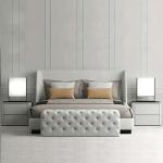 Tufted Modern Luxury King Size Bed 1.38m Leatherette Contemporary Italian