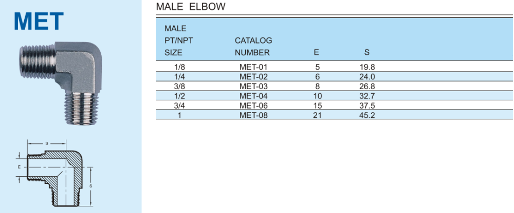 Stainless Steel 316 Double Male NPT Elbow Tube Fittings